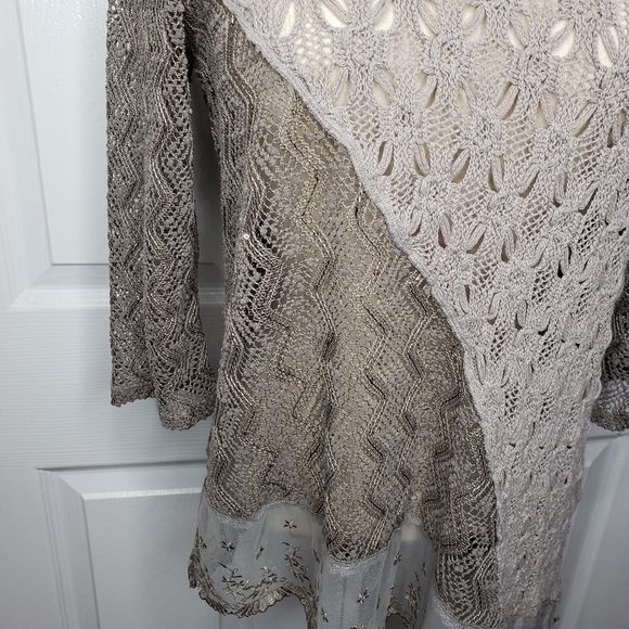 Chicos Nora Texture Mix Modern Pullover Top Sweater Asymmetrical Hem Small 1 - Picture 4 of 16